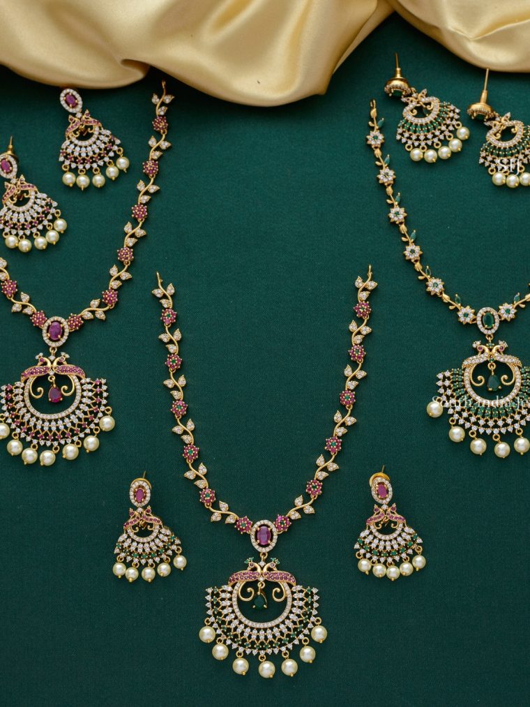 Dual Peacock Necklace Set