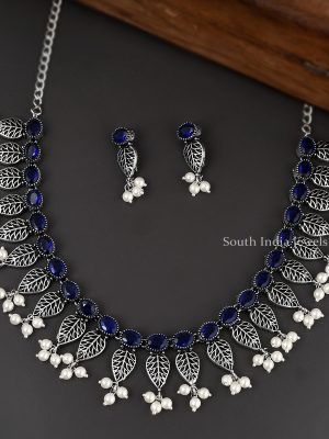 German Silver Leaf Necklace Set 02