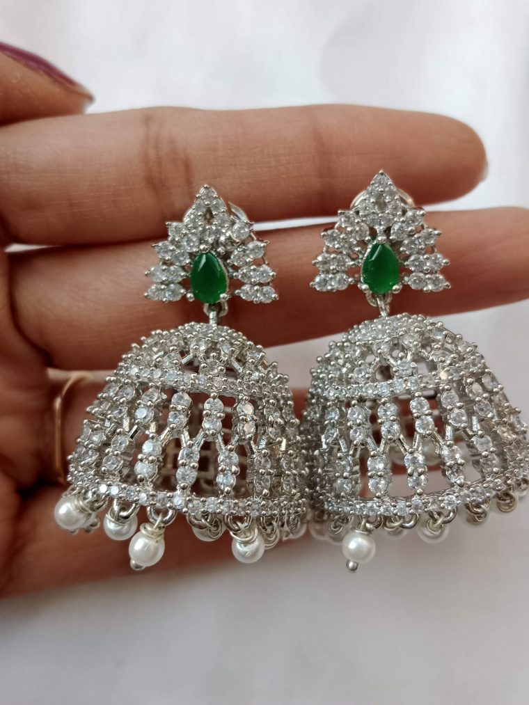 Gorgeous White Stone Jhumkas