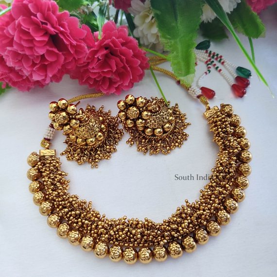 Lovely Golden Beads Necklace Set
