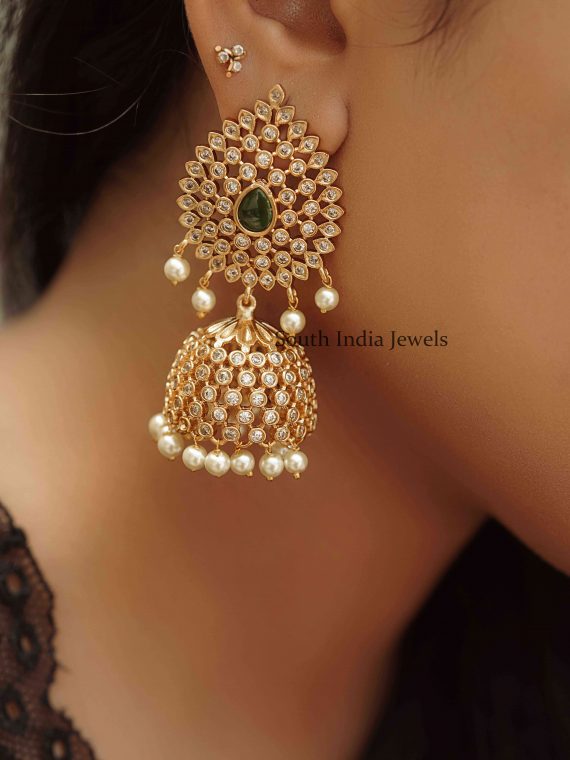 Lovely White Stone Jhumkas