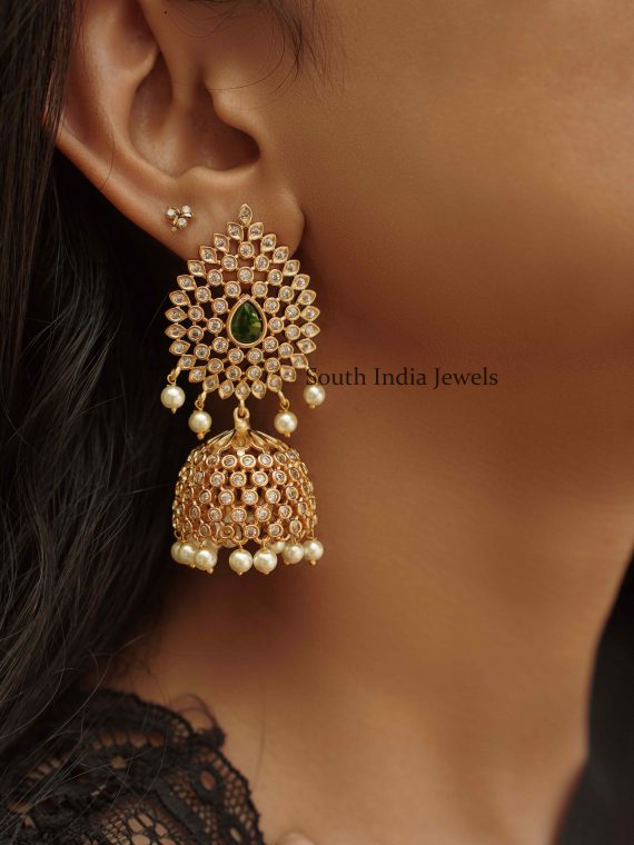 Lovely White Stone Jhumkas