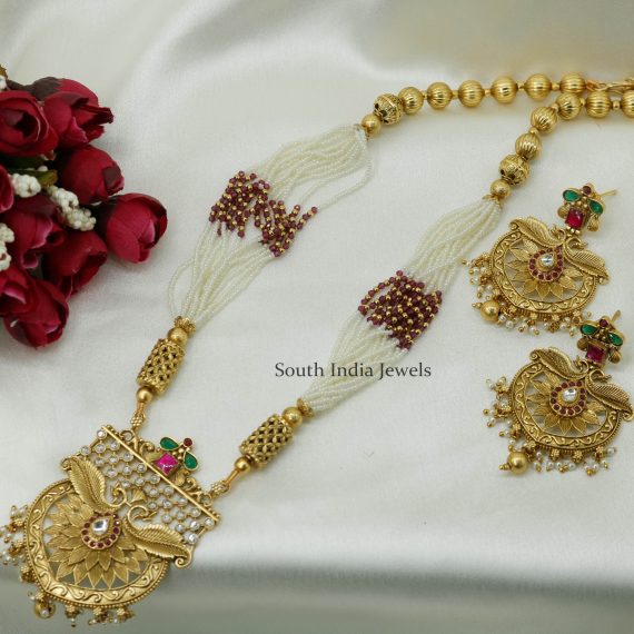 Stunning Pearl Gold Beads Designer Necklace