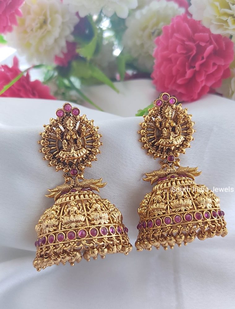 Traditional Lakshmi Peacock Jhumkas