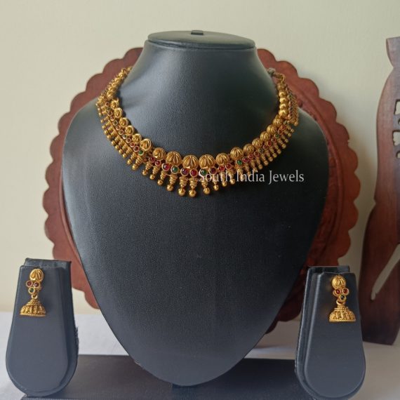 Simple Gold Plated Necklace with Earrings