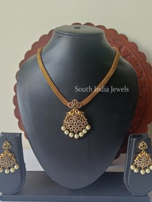Premium AD Stone Necklace With Earrings