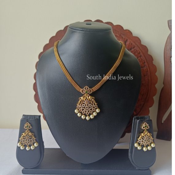 Premium AD Stone Necklace With Earrings
