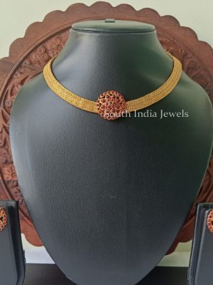 Stunning Red Stone Necklace with Earrings