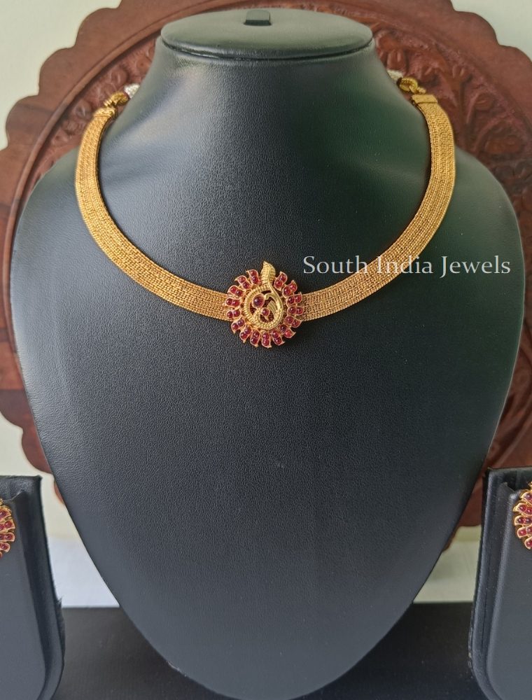 Marvellous Red Stone Necklace with Earrings