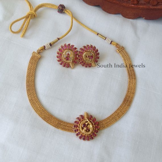 Marvellous Red Stone Necklace with Earrings
