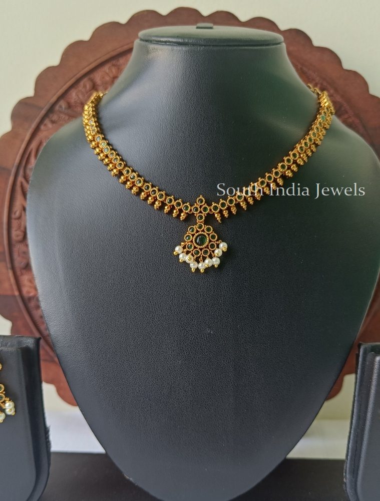 Beautiful Gold Plated AD Stones Necklace Set