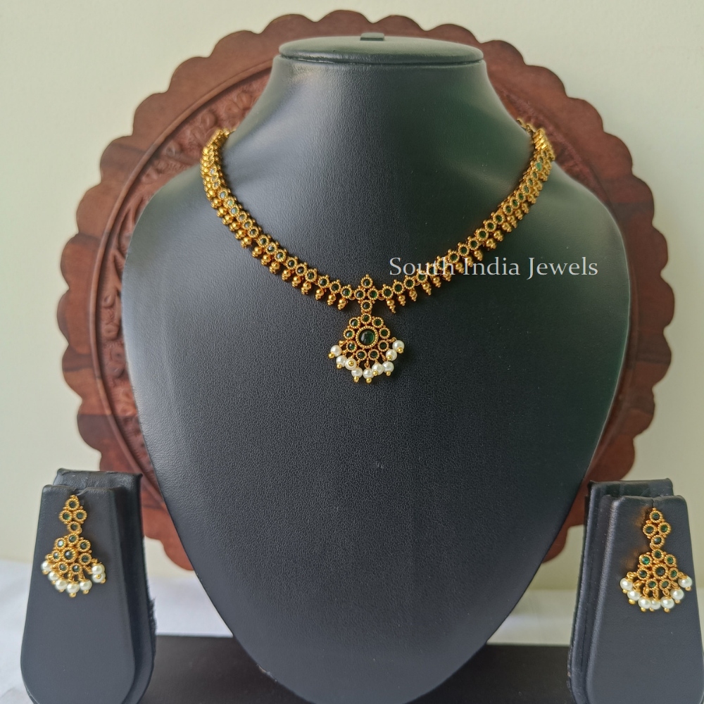 Beautiful Gold Plated AD Stones Necklace Set