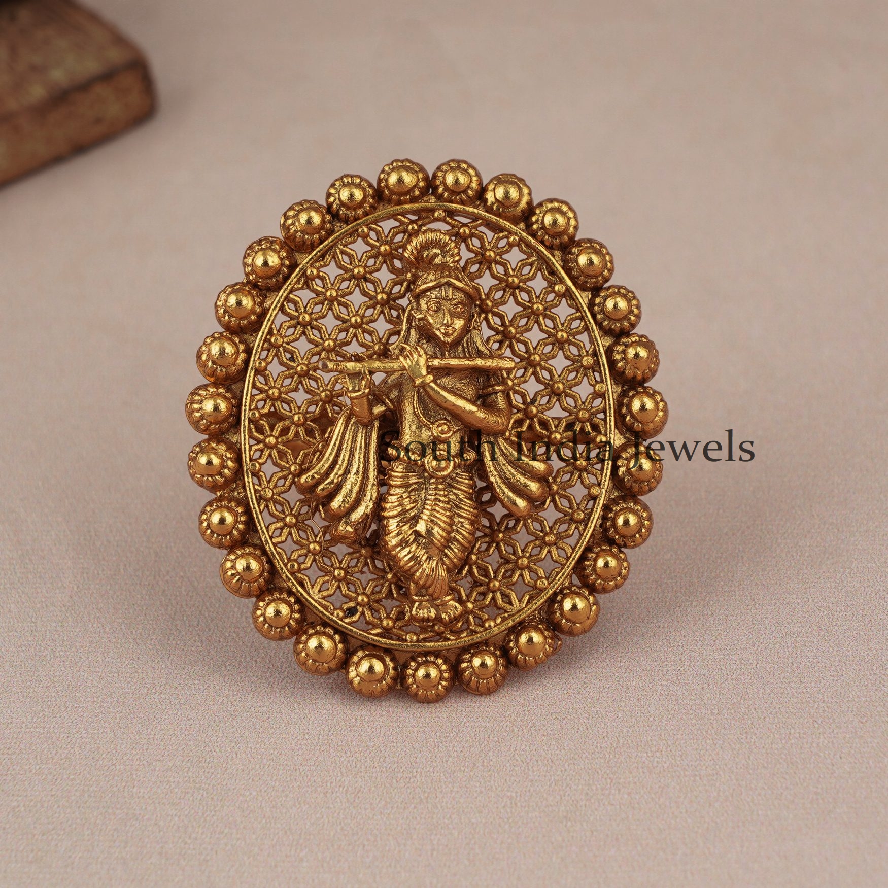 Buy Antique Temple Ring With Gold Plating 213267 | Kanhai Jewels