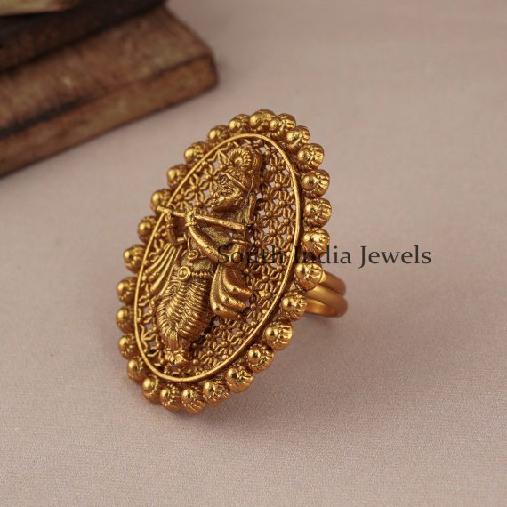 Gorgeous Antique Krishna Motif Finger Ring