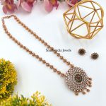 Diamond Replica with Antique Pumpkin Beads Necklace