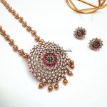 Diamond Replica with Antique Pumpkin Beads Necklace