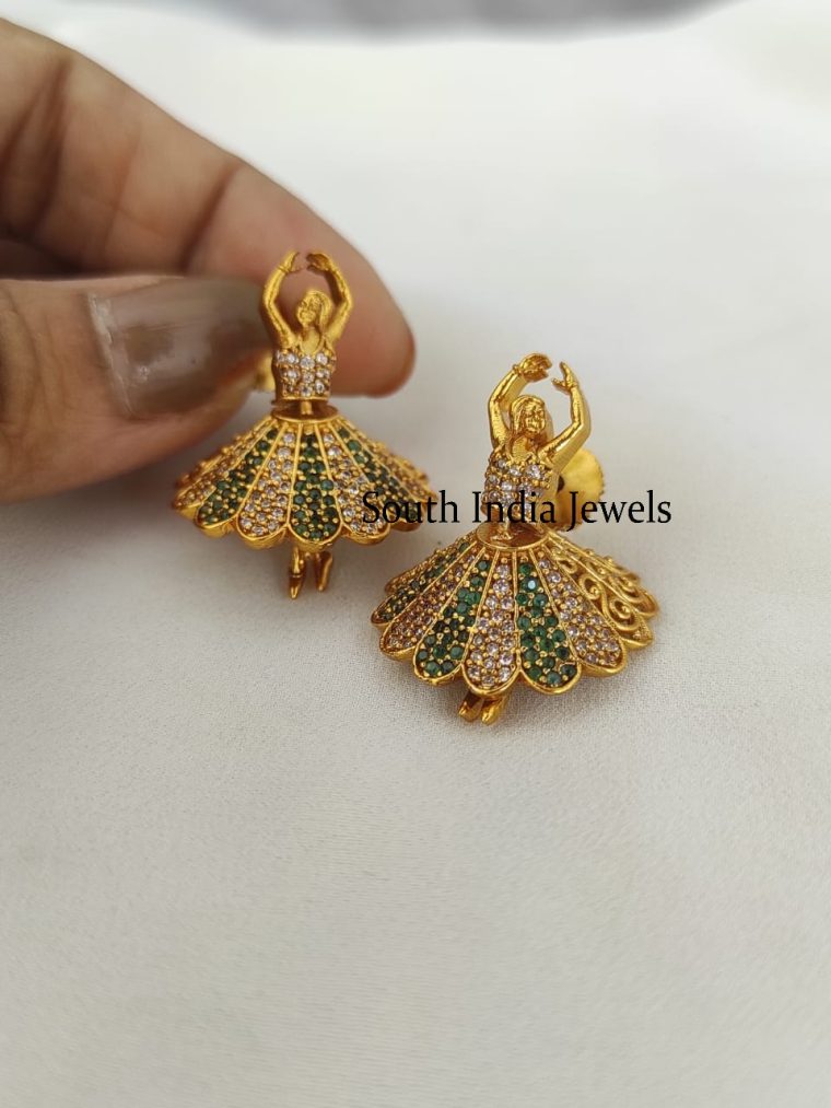 Amazing Butta Bomma Emerald and White StoneEarrings
