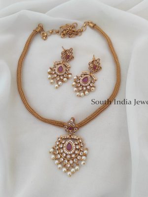Amazing Ruby Flower Attigai Necklace