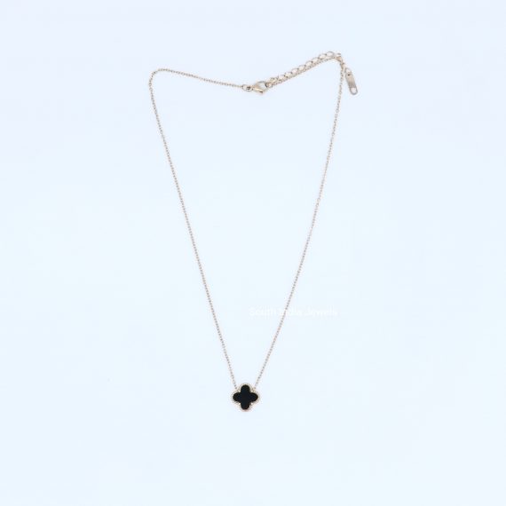 Black Flower Pendant Necklace Chain