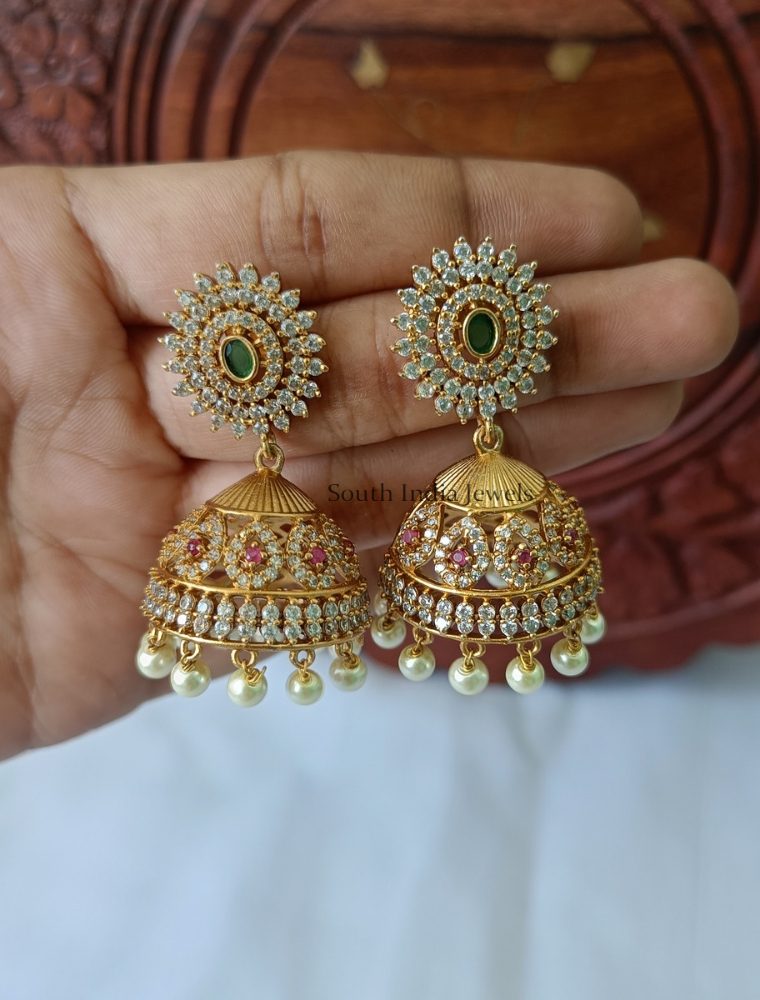 Classic White AD Stone Jhumka