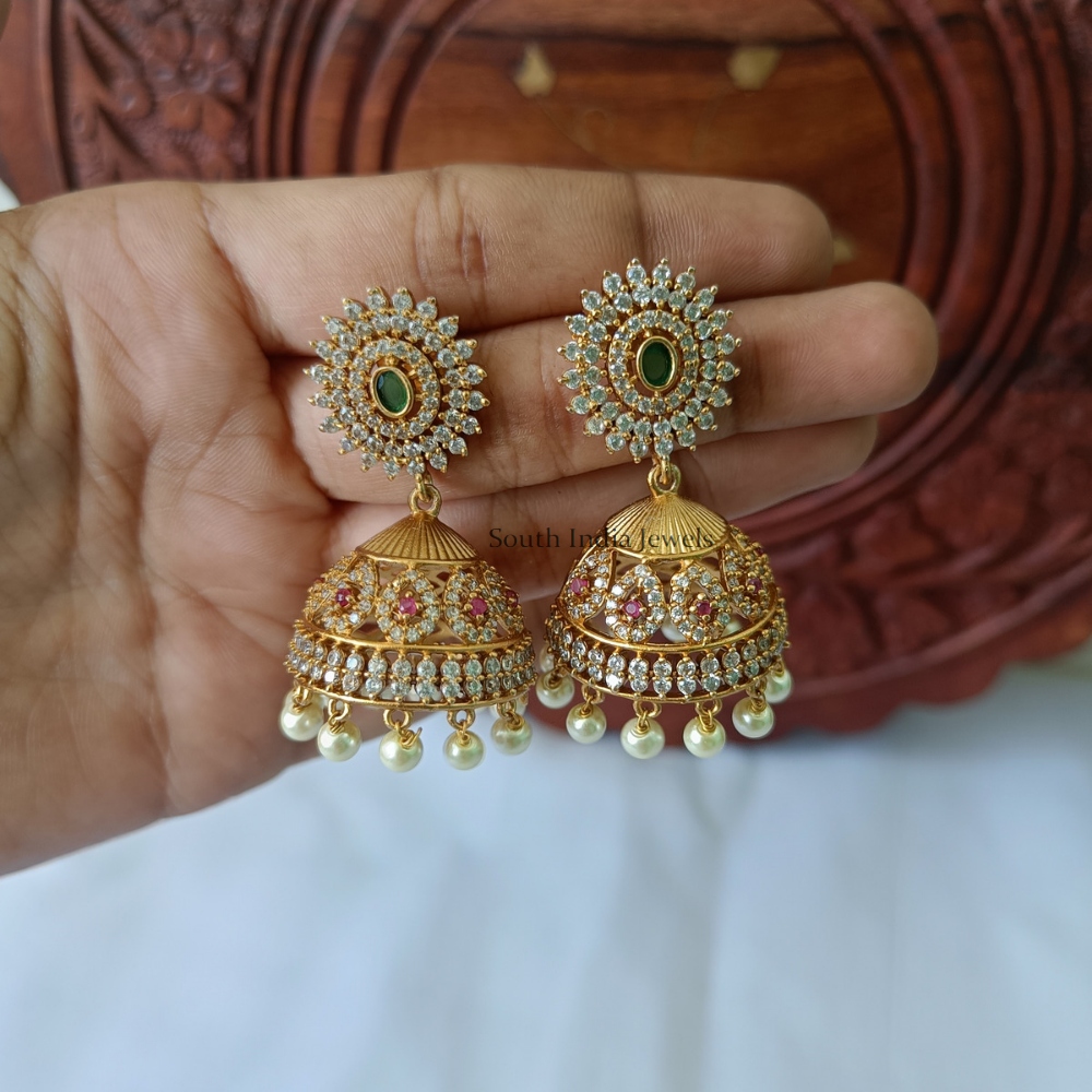 Classic White AD Stone Jhumka