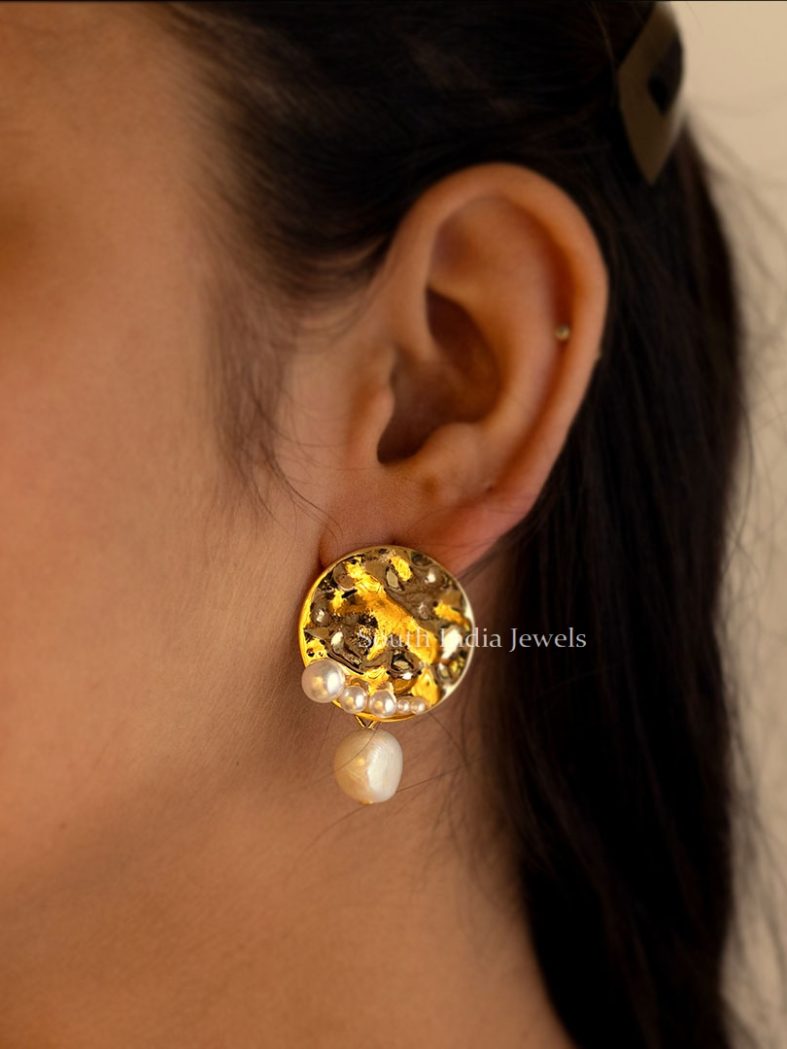 Coarse Textured Micro Gold Plated Earrings