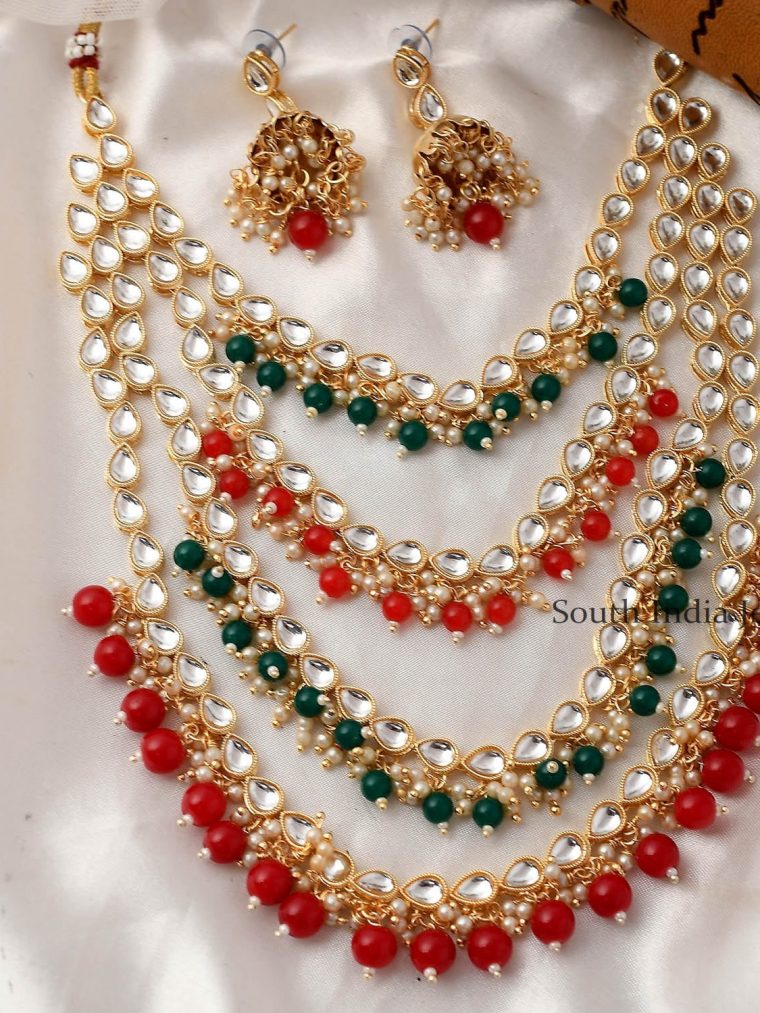Cute Kundan and Beads Layered Necklace