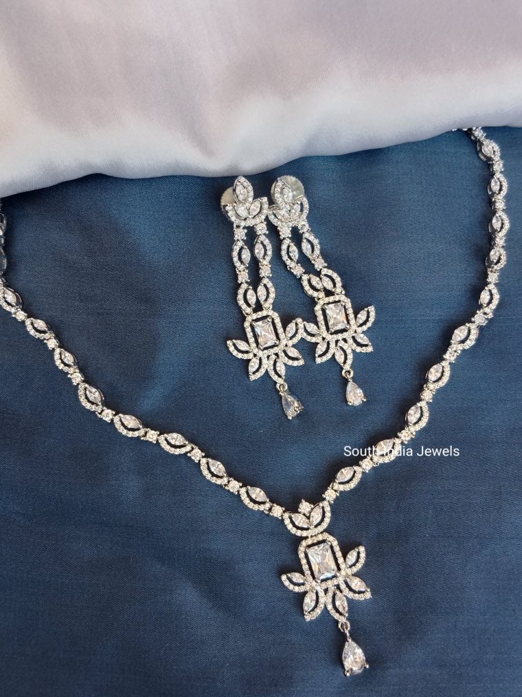 Elegant AD Neckset with Long Pendant