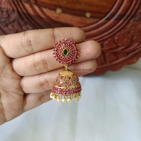 Elegant Red Stone Jhumka