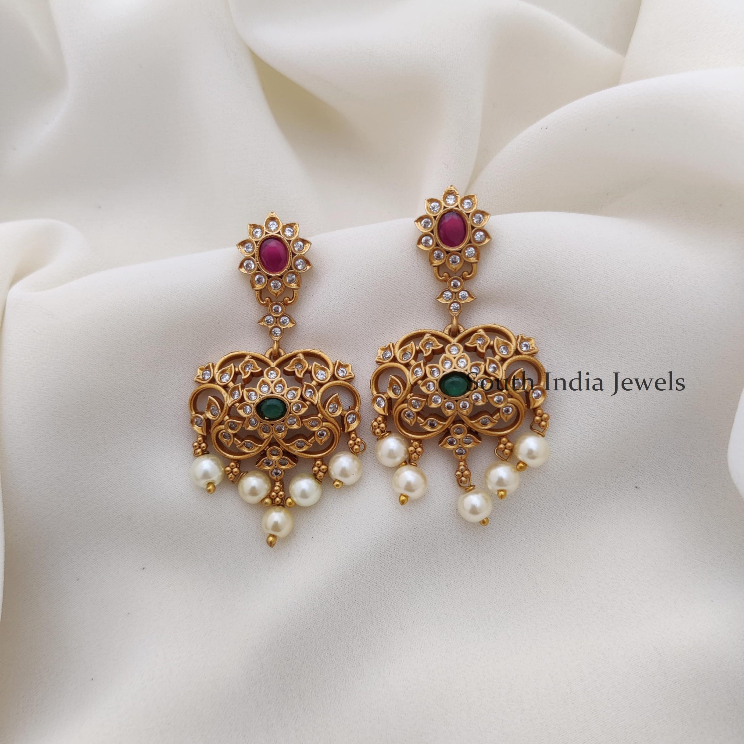 Gold ChandBali Earrings  Buy Chandbali Earring Online  Krishna Jewellers