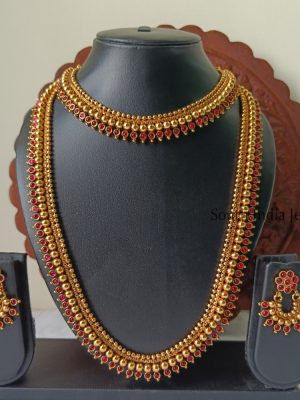 Grand And Beautiful Pink Stone Bridal Set
