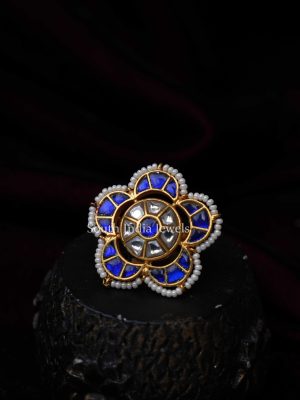 Beautiful Royal Blue Stones Polki Ring