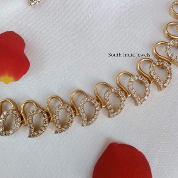 Lavish Gold and White Stone Mango Necklace