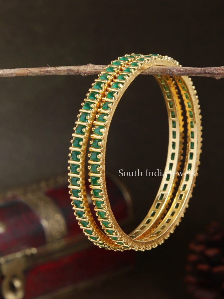 Single Line Emerald Stone Bangles