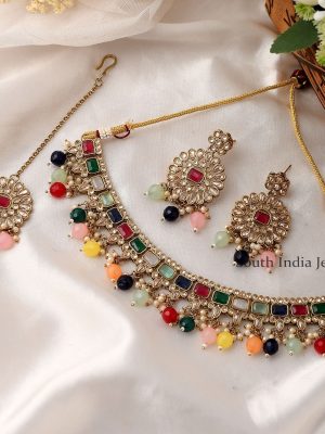 Stunning AD Multicolor stones Choker Necklace