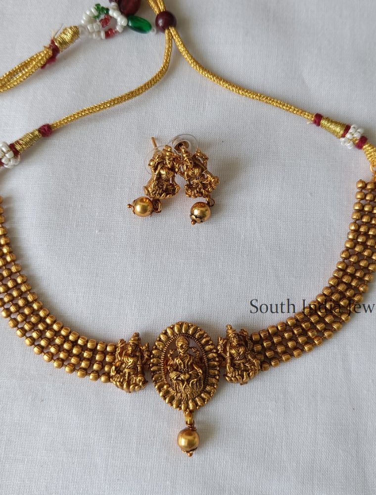 Traditional Lakshmi Necklace With Earrings