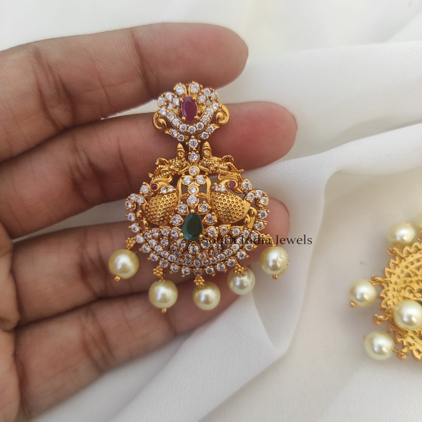 Bridal Jewellery 18k Gold Diamond Polki Chandbali Earrings