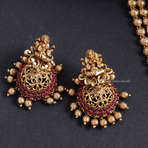 Classic Antique Ball Design Lakshmi Haram - South India Jewels