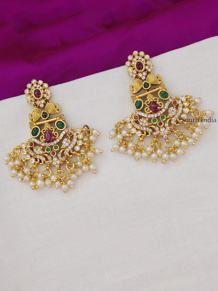 Classic Peacock Design Chandbali Earrings