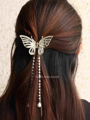 Cute White Stone Butterfly Hair Claw