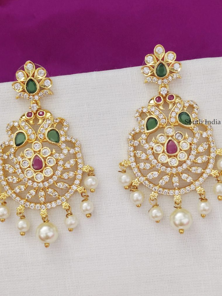 Designer Chandbali Earrings With Pearls