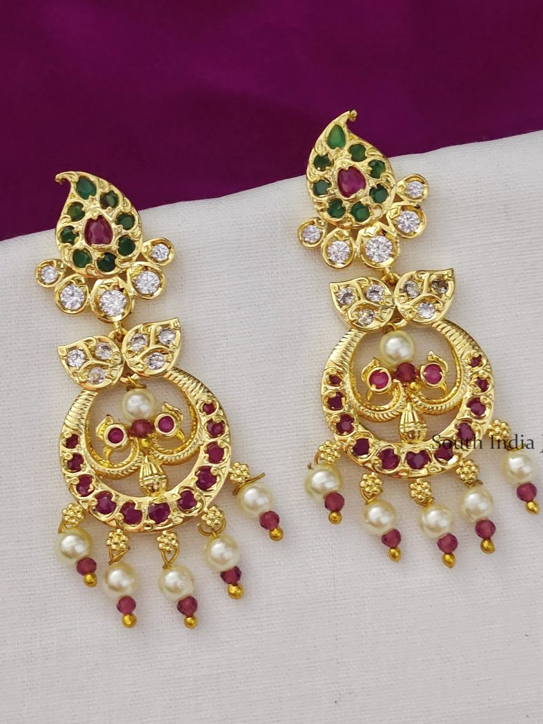 Elegant CZ Kempu Drop Dangler Earrings