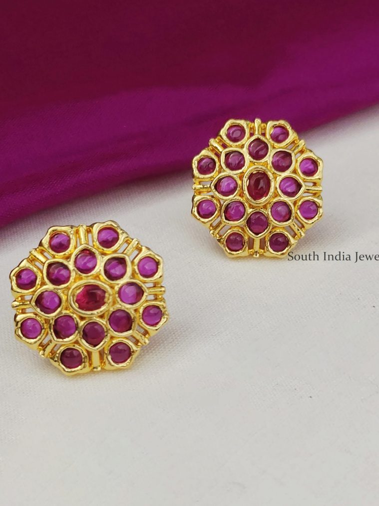 Elegant Gold Toned Kempu Earrings