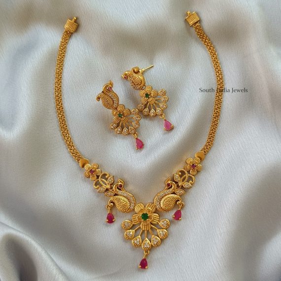 Elegant Peacock Necklace With Earrings