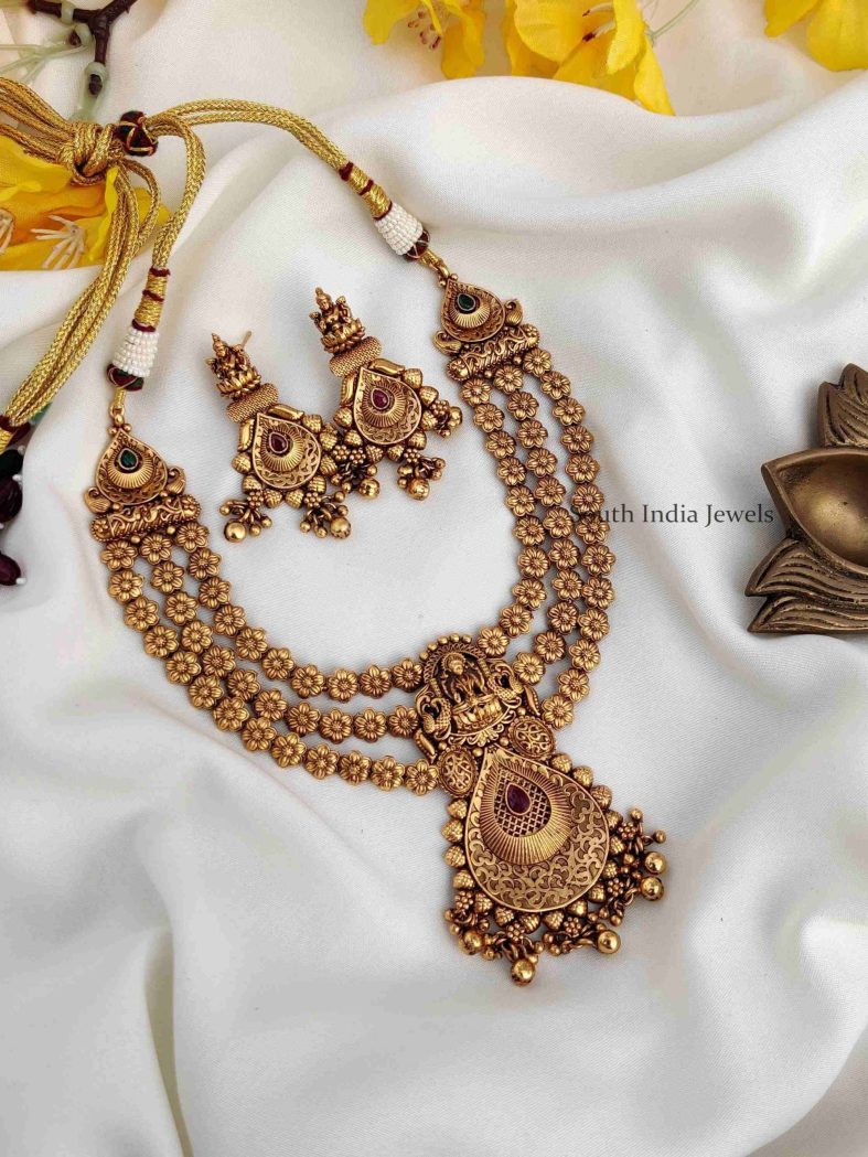 Elegant Three Layered Lakshmi Necklace