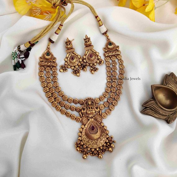Elegant Three Layered Lakshmi Necklace