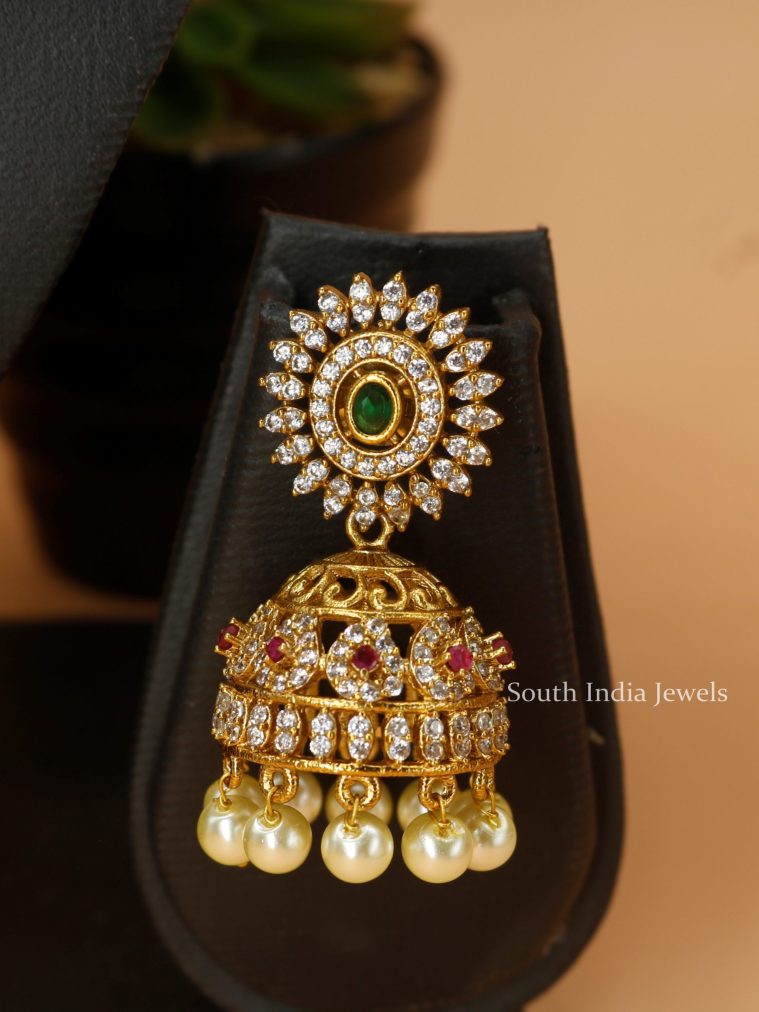 Elegant White Stone Jhumka