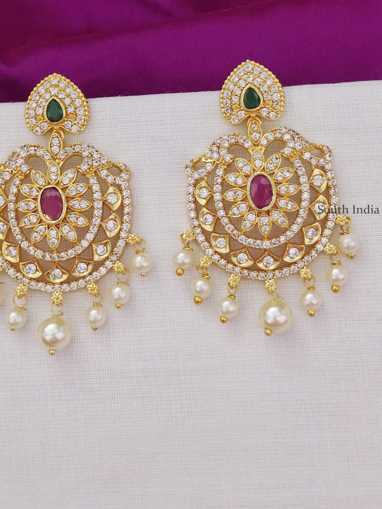 Gorgeous CZ Chandbali Earrings