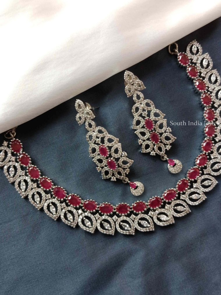 Gorgeous Ruby & AD Leaf Design Necklace-1