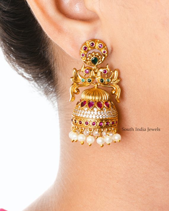 Gorgeous Ruby stone Embedded Earrings